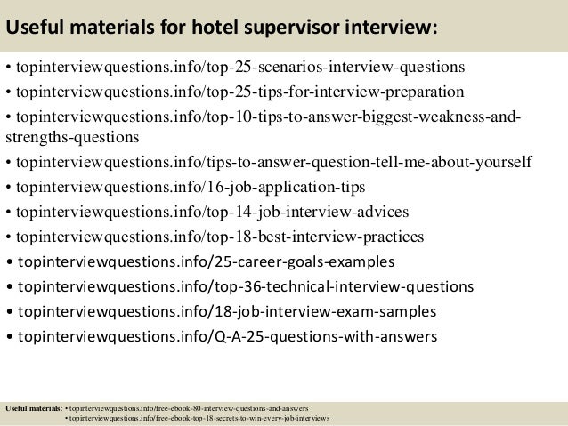 Top 10 hotel supervisor interview questions and answers