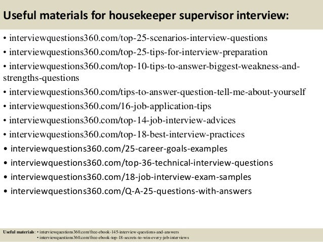 housekeeping supervisor interview questions