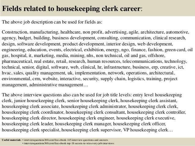 housekeeping job duties