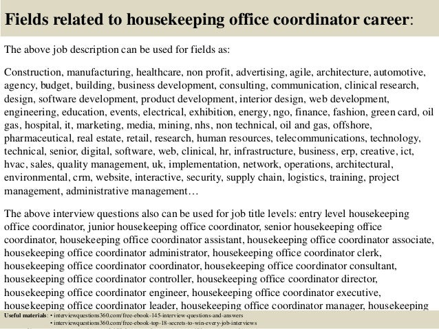 top 10 housekeeping office coordinator interview questions and answers office coordinator job description