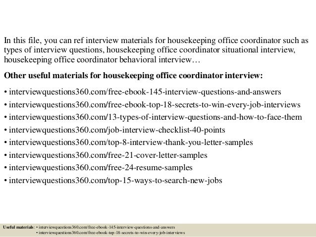 top 10 housekeeping office coordinator interview questions and answers