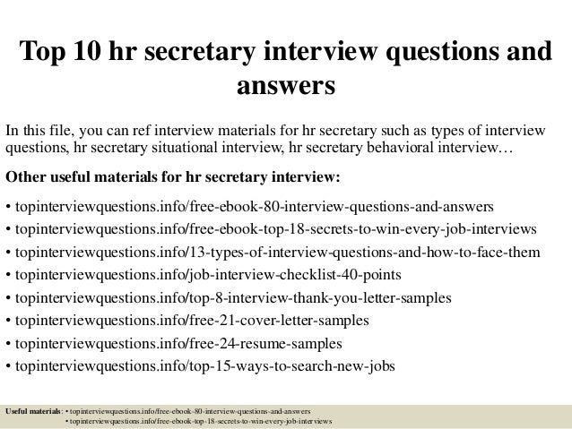 Resume Sample Resume Hr Secretary top 10 hr secretary interview questions and answers in this file you can ref interview