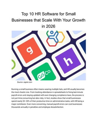 Top 10 HR Software for Small Businesses that Scale With Your Growth in ...