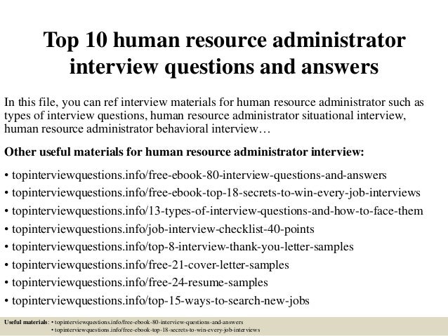 human resource manager interview questions and answers