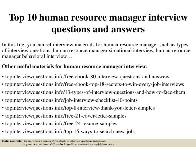 top 10 human resource manager interview questions and human resource manager interview questions and answers