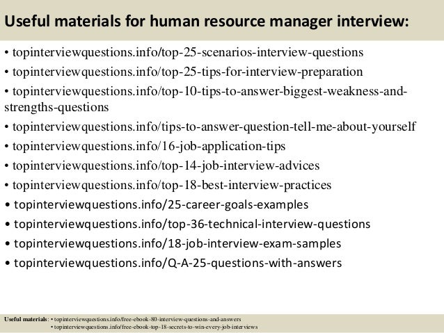 human resource manager interview questions and answers