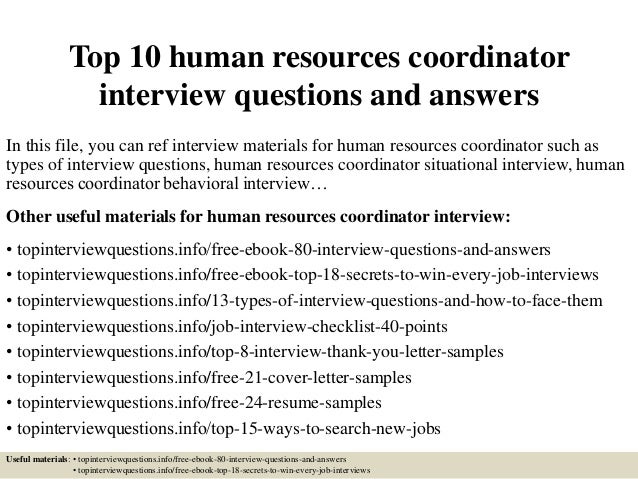 human resources coordinator interview questions