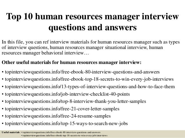 human resource manager interview questions and answers