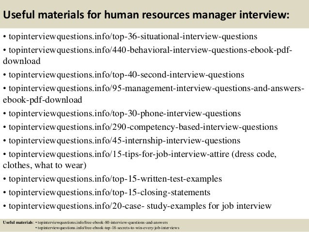 human resource manager interview questions and answers