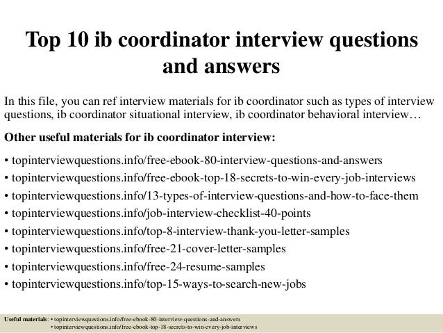 Top 10 ib coordinator interview questions and answers hvac draw band 