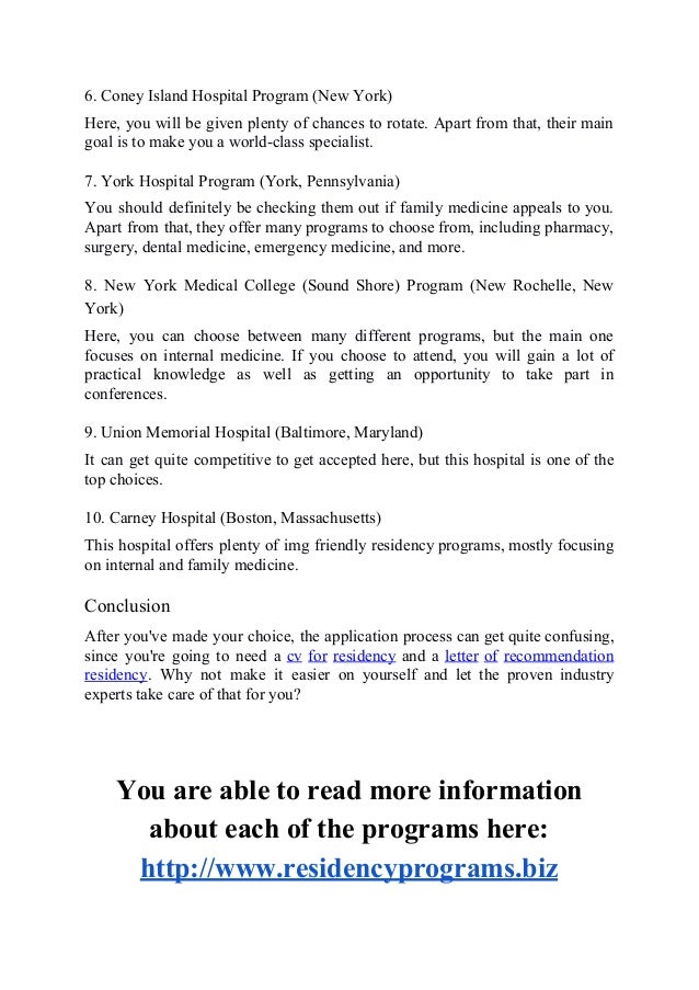 Top 10 IMG Friendly Residency Programs in 20172018 years
