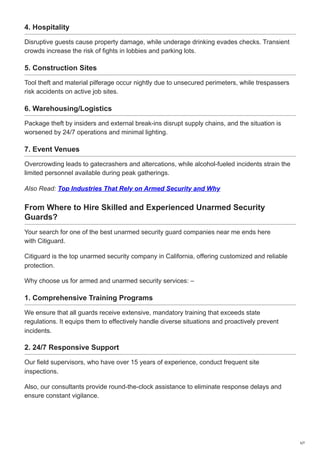 Why Unarmed Security Guards Are Essential for Modern Industries | PDF