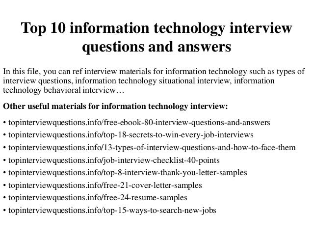 information technology interview questions to ask