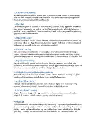 Top 10 Innovative Teaching Methods in Modern Schools | DOCX