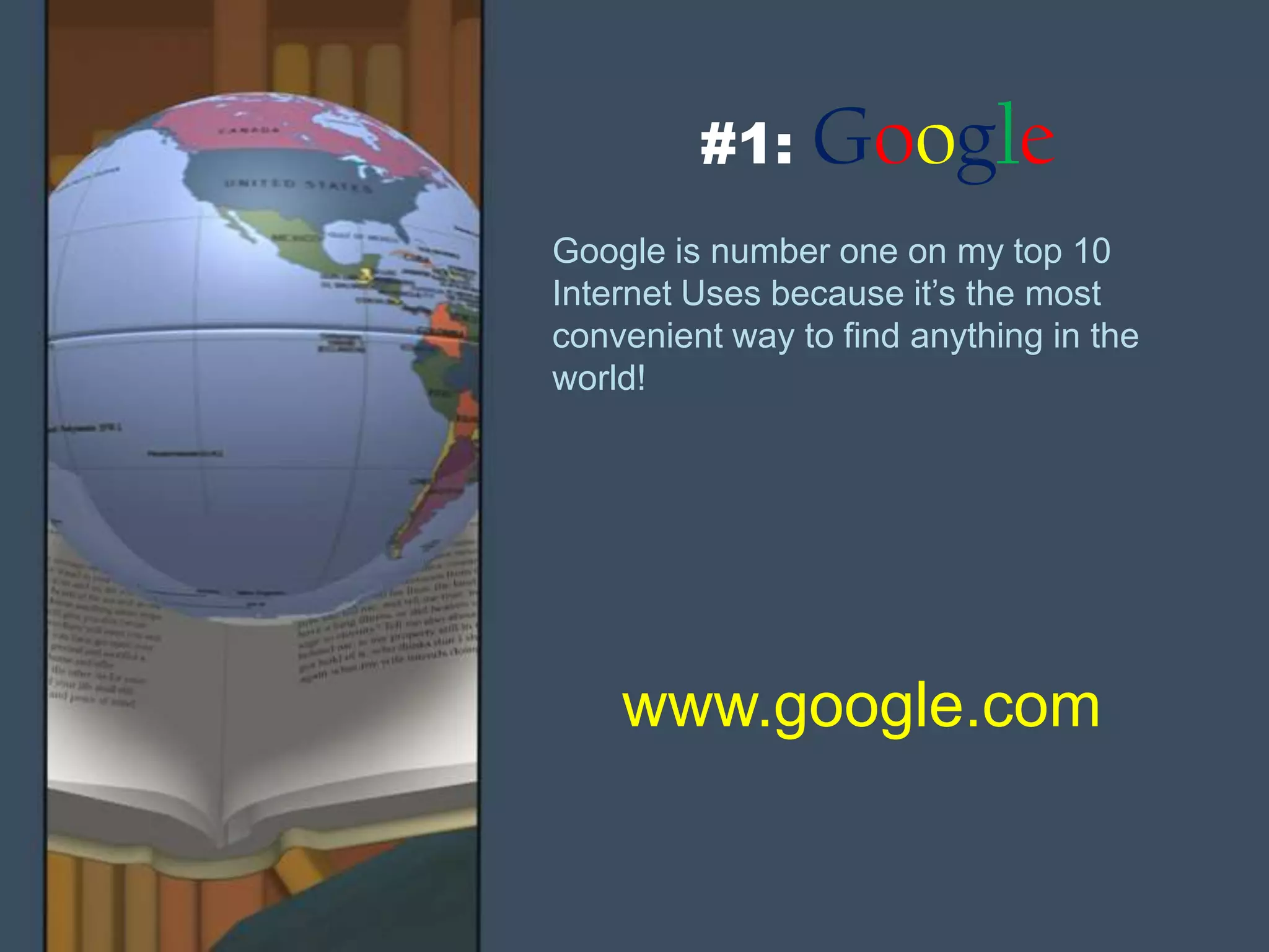 #3: ResearchThe Internet has provide endless possibilities in the area of research.  It is important to retrieve your research from reliable sources.Online Database are excellent resources for research.  Troy University has several databases on the library link. http://uclibrary.troy.edu/Internet Public Library: www.ipl.orgChildren’s research: www.kidsclick.org