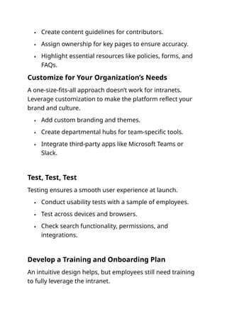 Top 10 Intranet Checklist for a Perfect Launch (or Re-launch) | PDF