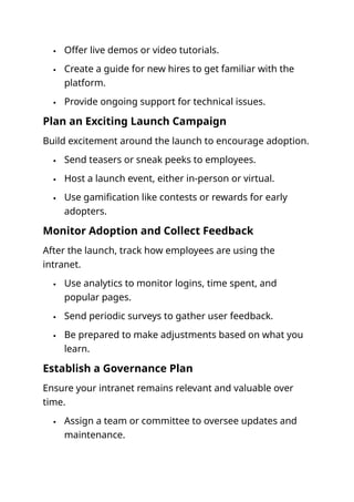 Top 10 Intranet Checklist for a Perfect Launch (or Re-launch) | PDF