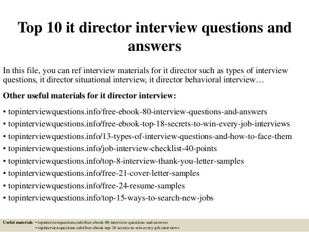 Top 10 it director interview questions and answers