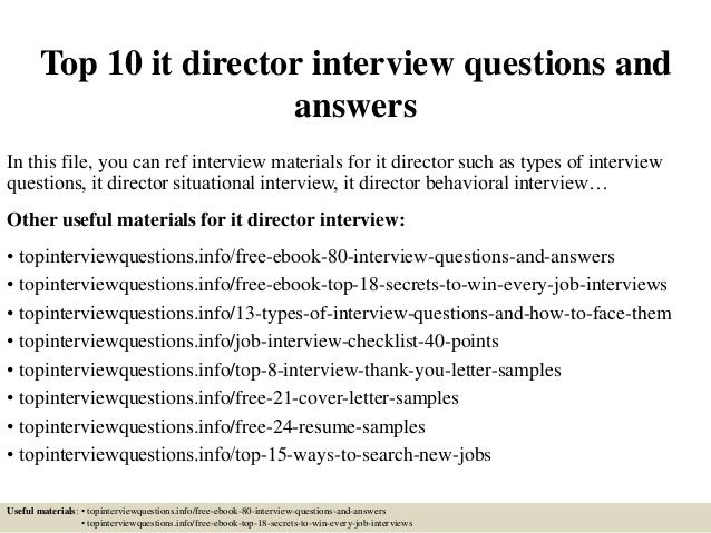 Top 10 It Director Interview Questions And Answers Top 10 It Director Interview Questions And Answers