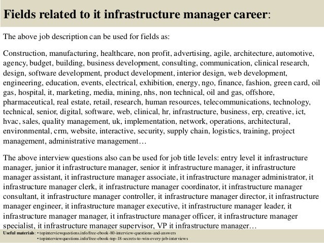 infrastructure manager job description