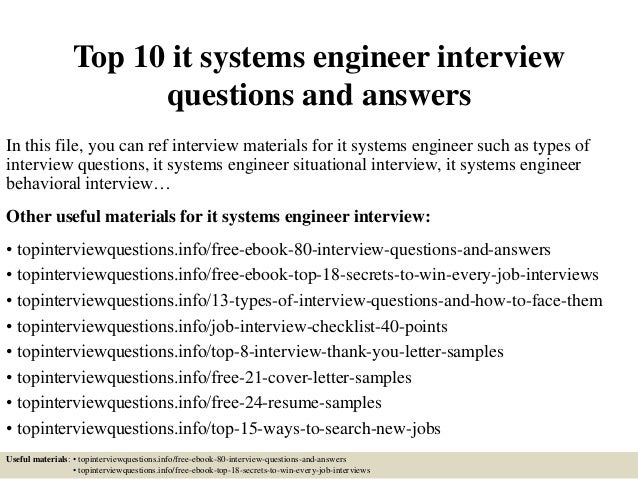 systems engineering interview questions