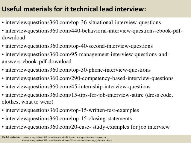 lead interview questions
