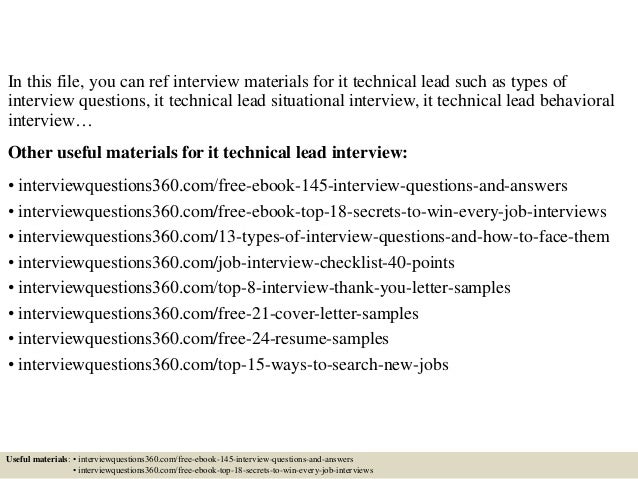 lead interview questions