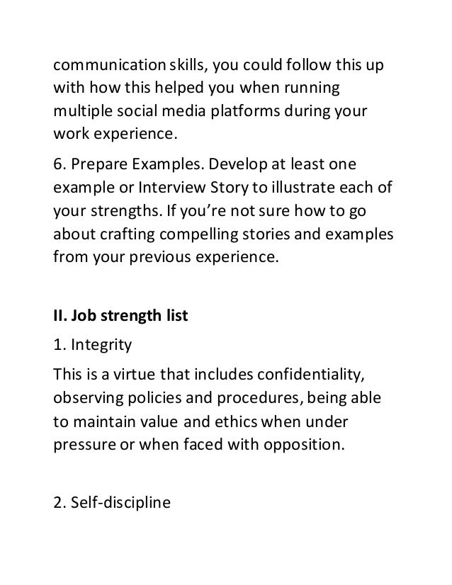 job strengths list