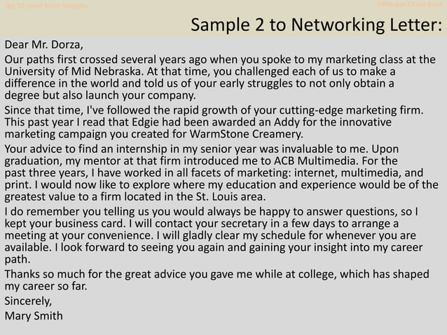Top 10 Jp Morgan Chase Bank Cover Letter Samples