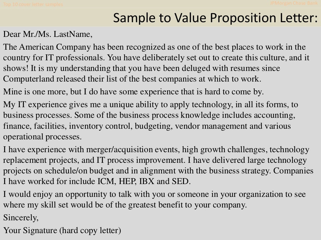 Top 10 Jp Morgan Chase Bank Cover Letter Samples