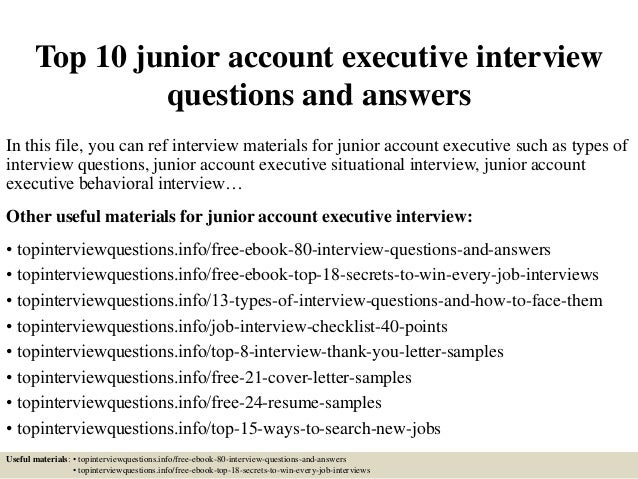 Top 10 Junior Account Executive Interview Questions And Answers