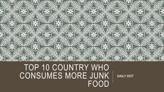 TOP 10 COUNTRY WHO
CONSUMES MORE JUNK
FOOD
DAILY DOT
 
