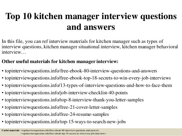 Top 10 Kitchen Manager Interview Questions And Answers