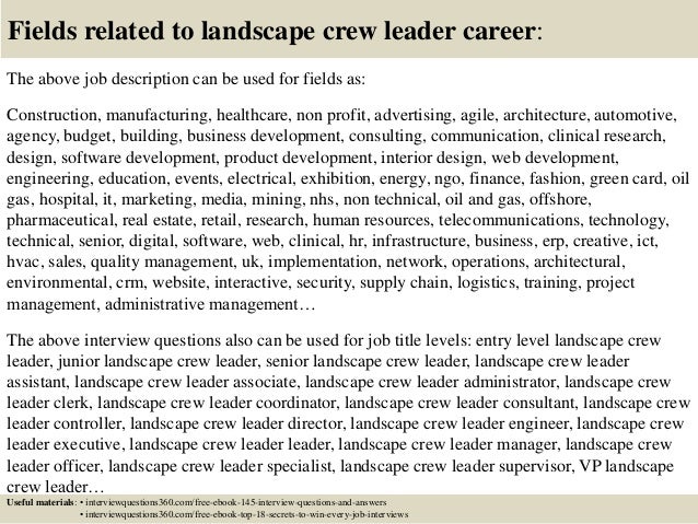 top 10 landscape crew leader interview questions and answers