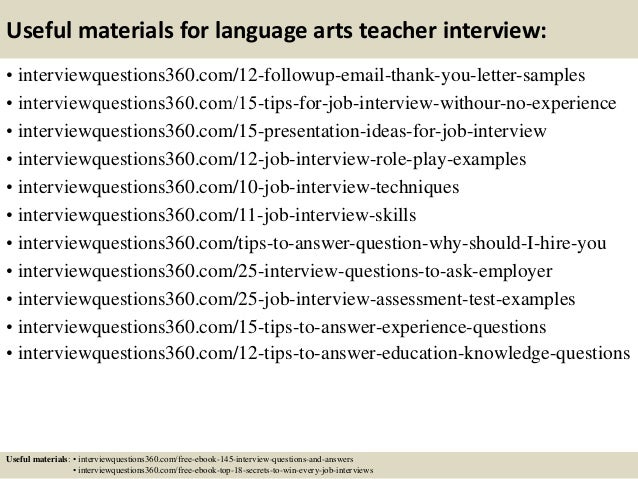 top 10 language arts teacher interview questions and answers teacher interview thank you