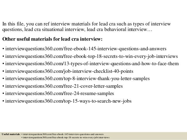 lead interview questions