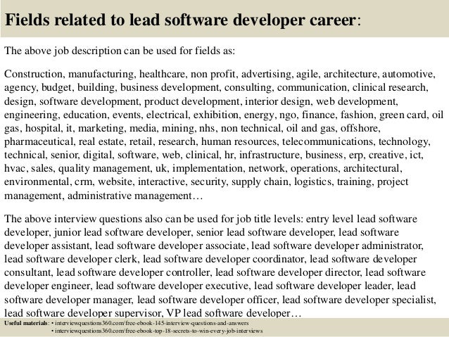 Top 10 lead software developer interview questions and answers