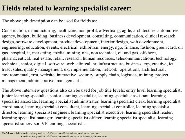 learning specialist job description