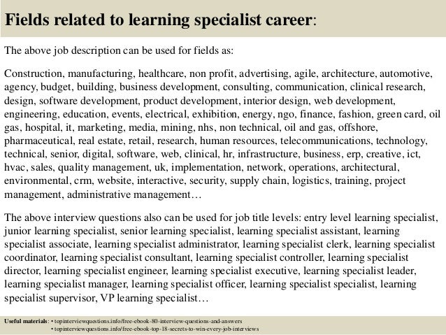 Learning specialist resume