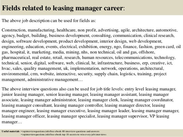 leasing manager job description