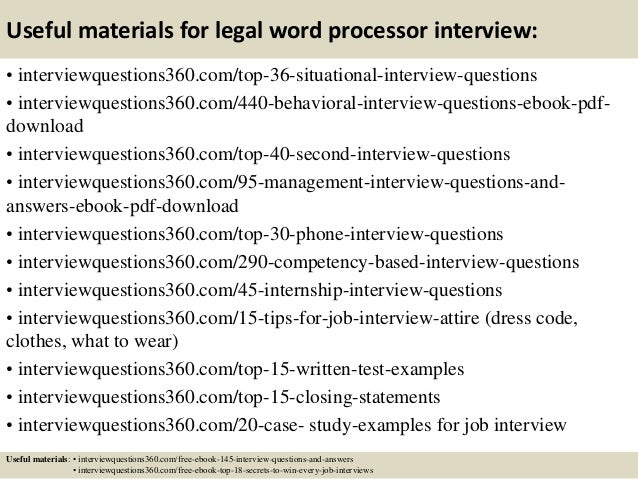top 10 legal word processor interview questions and answers