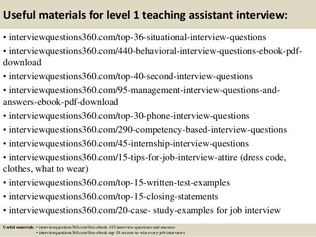 Top 10 level 1 teaching assistant interview questions and answers