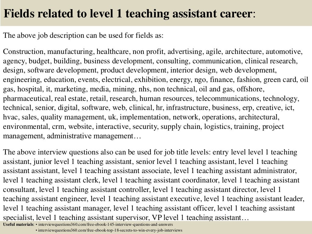 Top 10 level 1 teaching assistant interview questions and answers