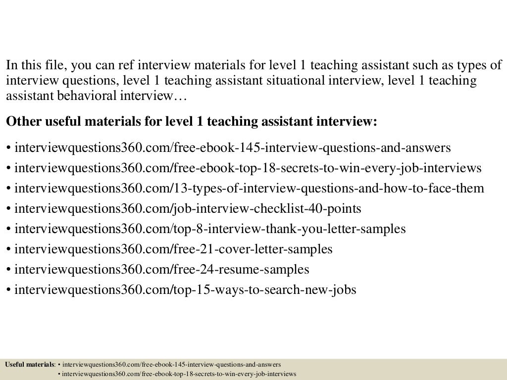 Top 10 level 1 teaching assistant interview questions and answers