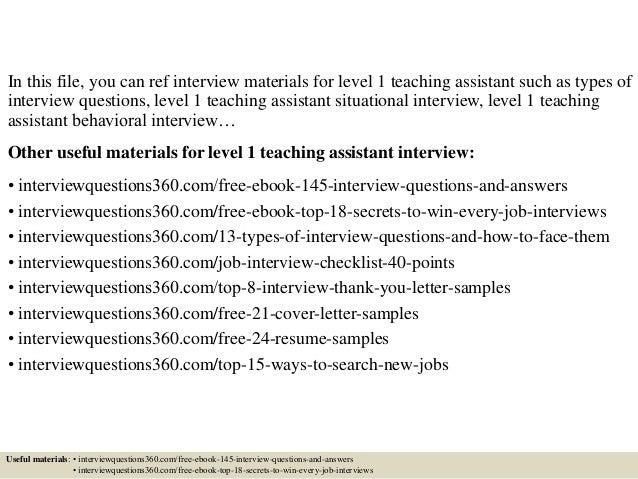Top 10 Level 1 Teaching Assistant Interview Questions And Answers