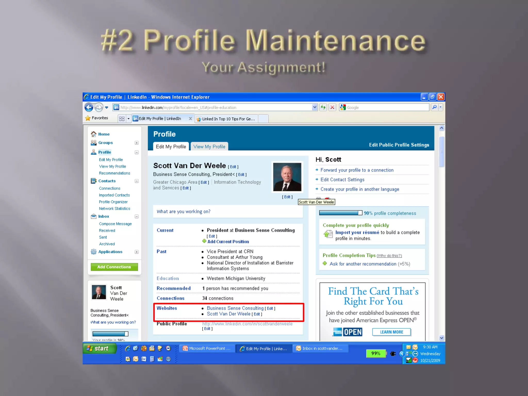 Profile Tune UpEducation ConnectionsCount!