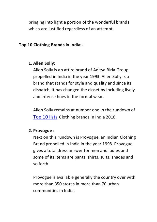 Top 10 Lists Of Clothing Brands In India Top 10 Lists Of Clothing Brands In India