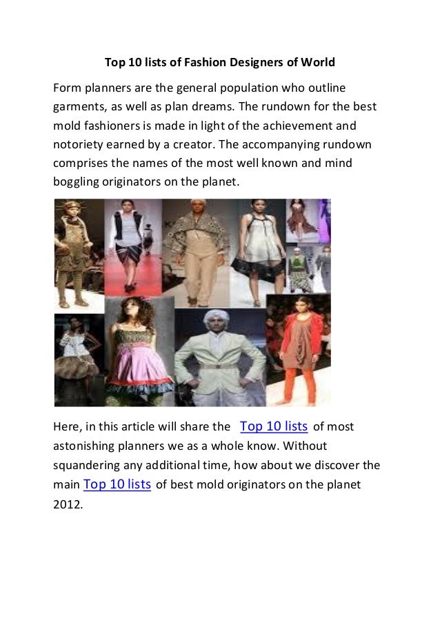 Top 10 lists of fashion designers of world
