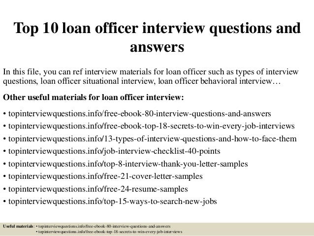 loan officer interview questions