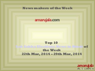 News makers of the Week
Top 10
Lok Sabha Elections News in Hindi of
the Week
22th Mar, 2014 – 29th Mar, 2014
 